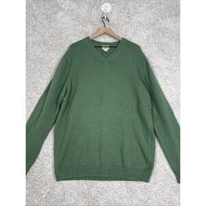 Vintage LL Bean Green Heavy Fisherman Knit Sweater Pullover Men XL  Vneck